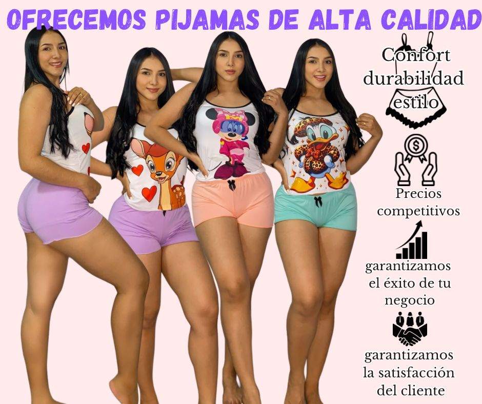 Set De 6 Pijamas Short Tira - Talla Unica