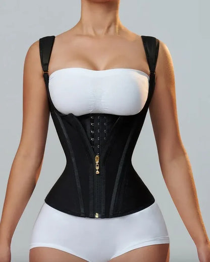 Body Wear® - FAJA CHALECO DOBLE COMPRESION CON CORRECTOR DE POSTURA EFECTO CINTURA DE AVISPA (Importada)