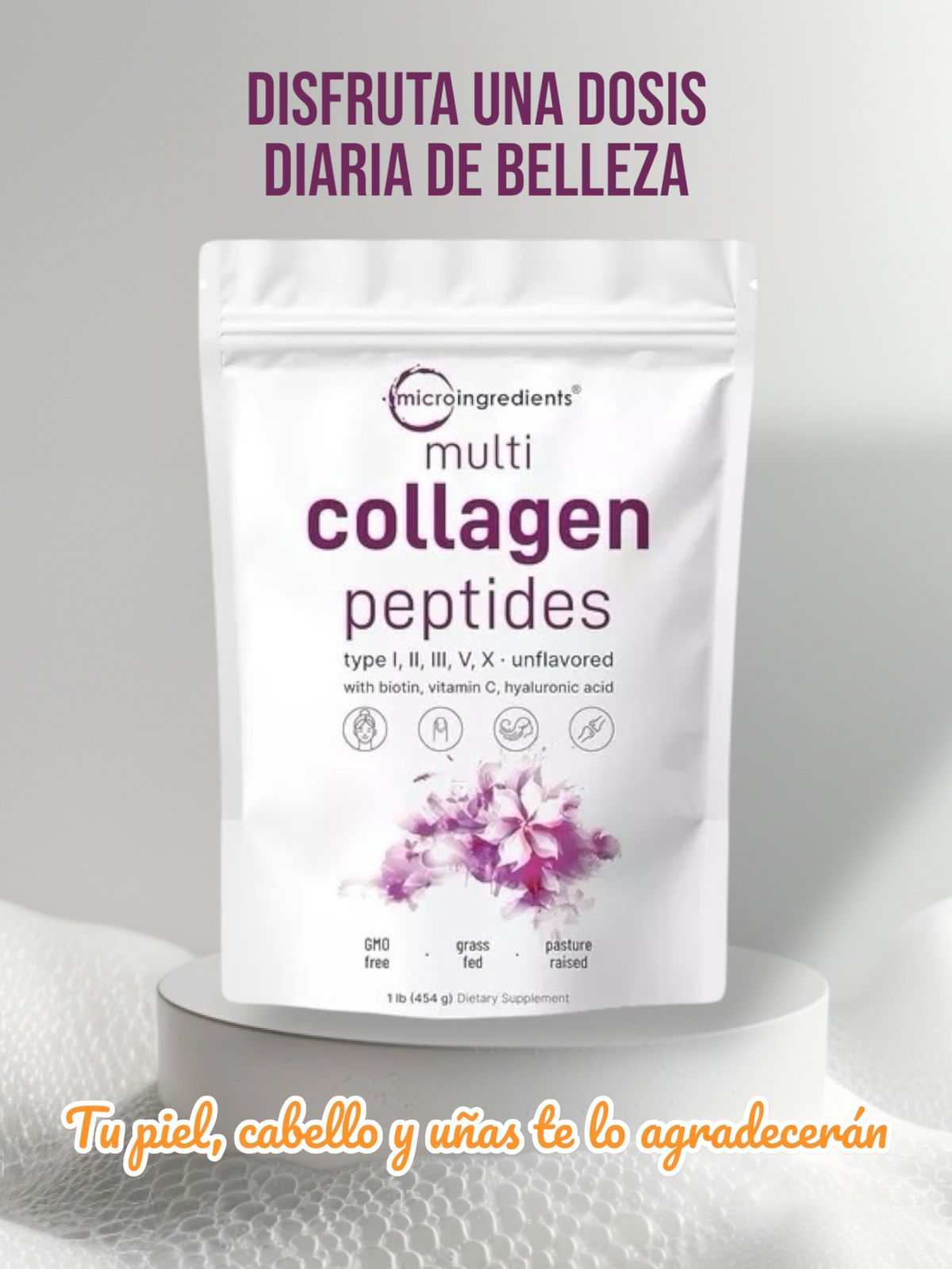 Microingredients® - Multi Colágeno con Peptidos 5 en 1 (COLAGENO TIPO 1-2-3-5-10)