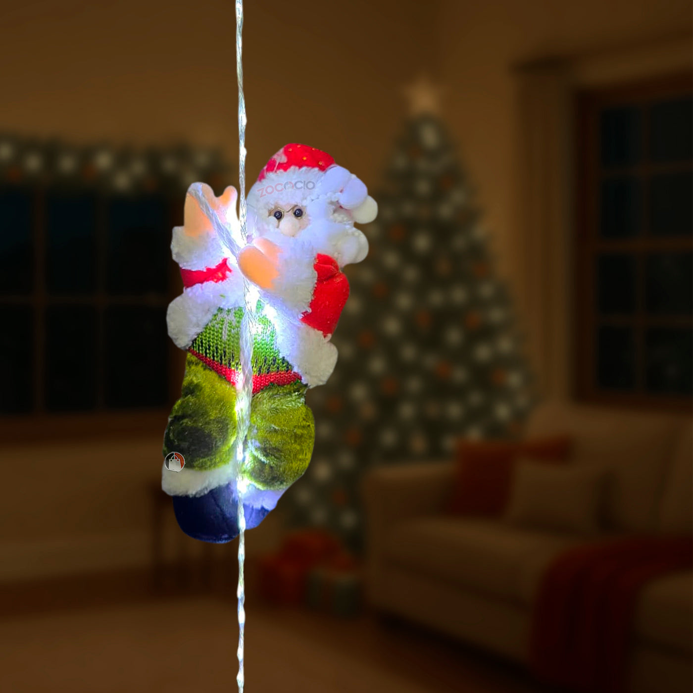 Muñeco De Papá Noel escalador con luces LED
