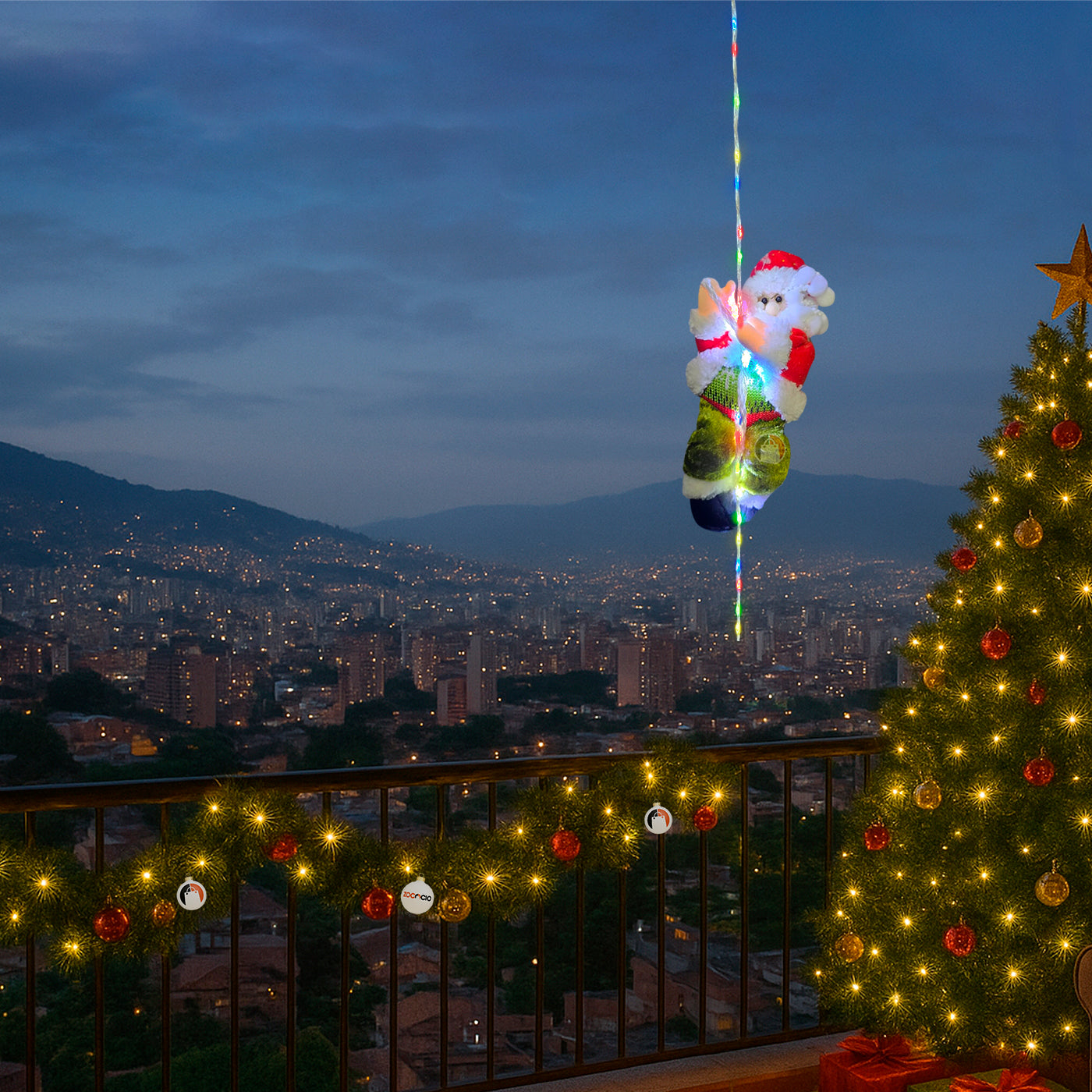 Muñeco De Papá Noel escalador con luces LED